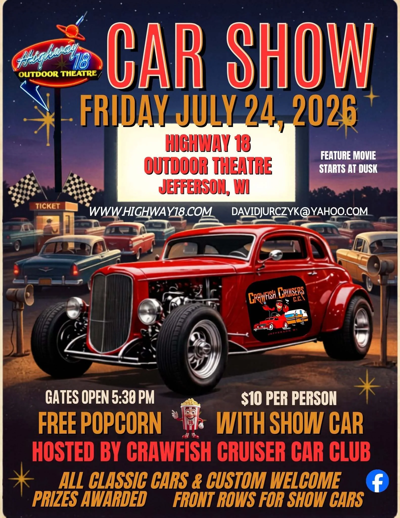 Photo of Car Show - Highway 18 Outdoor Theatre - Hosted by Crawfish Cruisers Event