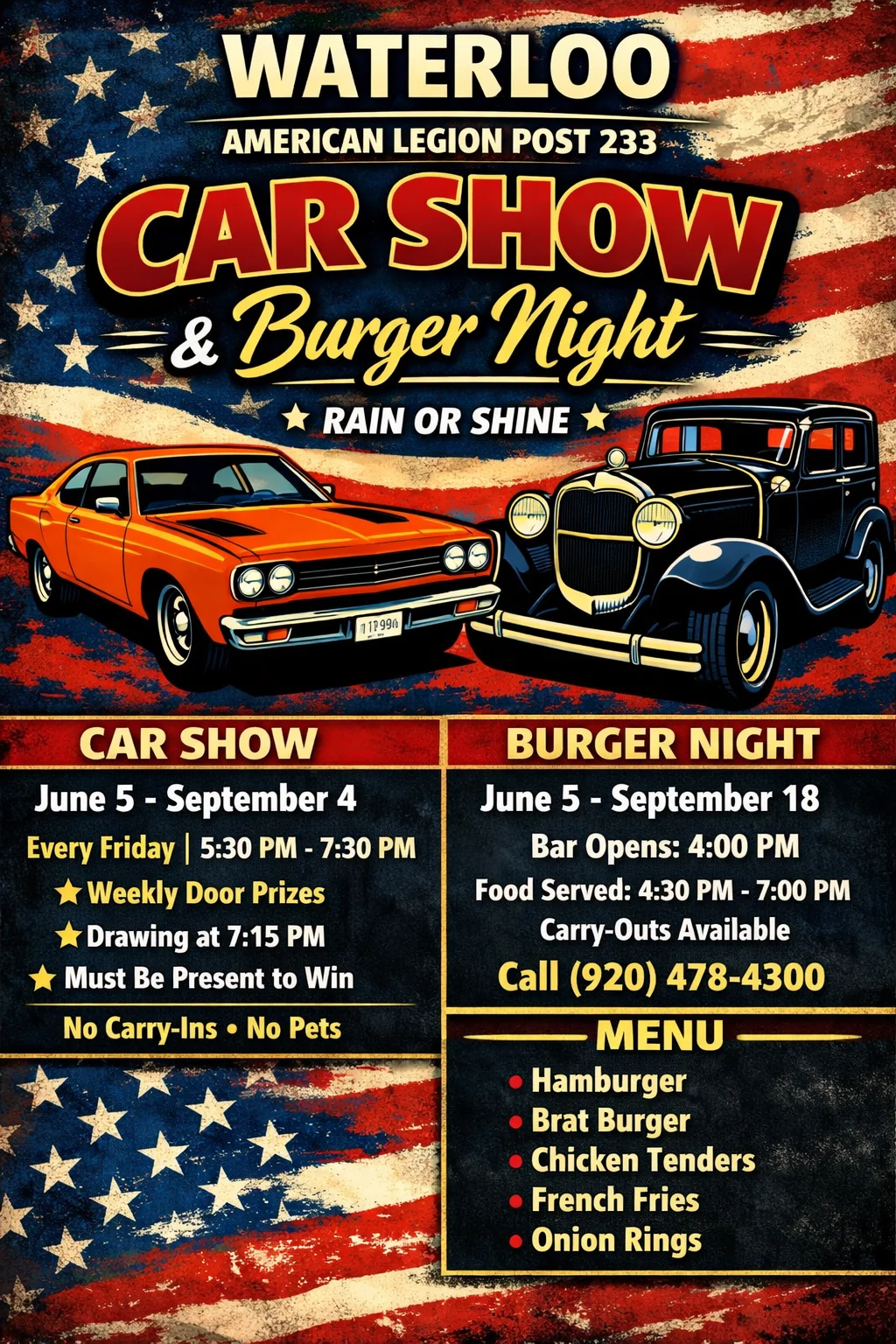 Photo of Car Show and Burger Night in Waterloo Event